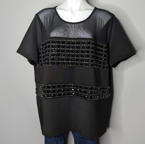Eloquii Tops - Eloquii black embellished blouse top 24